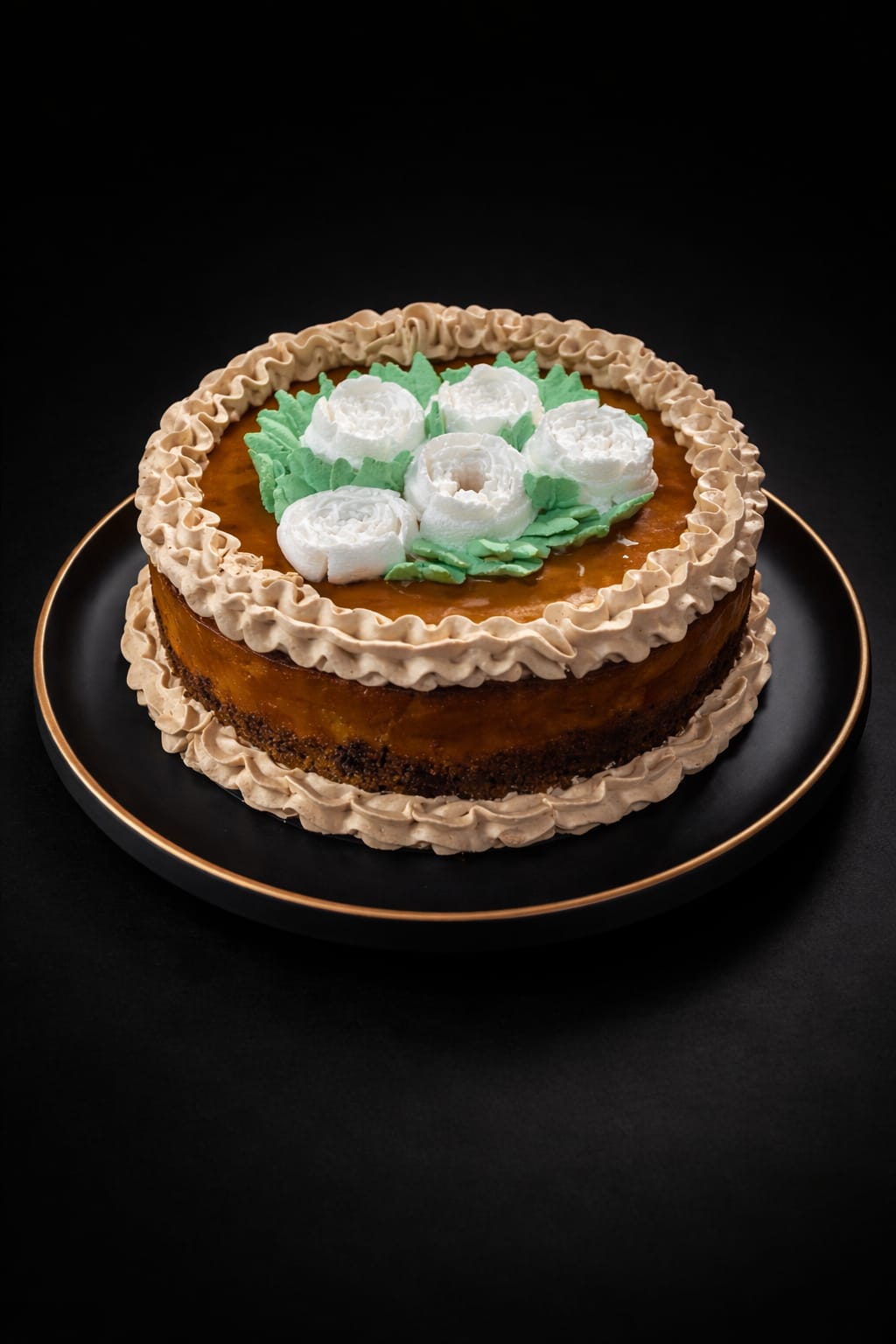 Flan Imposible postre artesanal con caramel sobre pastel de chocolate en Cadereyta Jiménez Tentaciones Briz