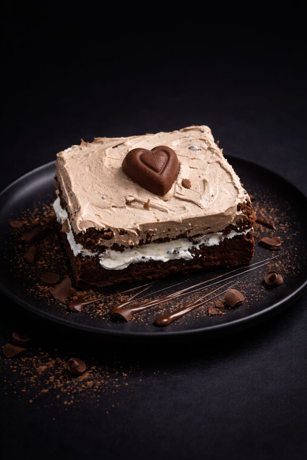 Pastel de chocolate artesanal con betún mousse y corazón de chocolate en Cadereyta Nuevo León Tentaciones Briz